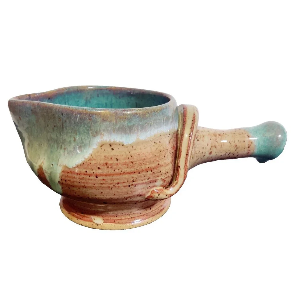 NC Art Studio Pottery Soup,Sauce Bowl Handmade 2006 Glazed Signed Pattie